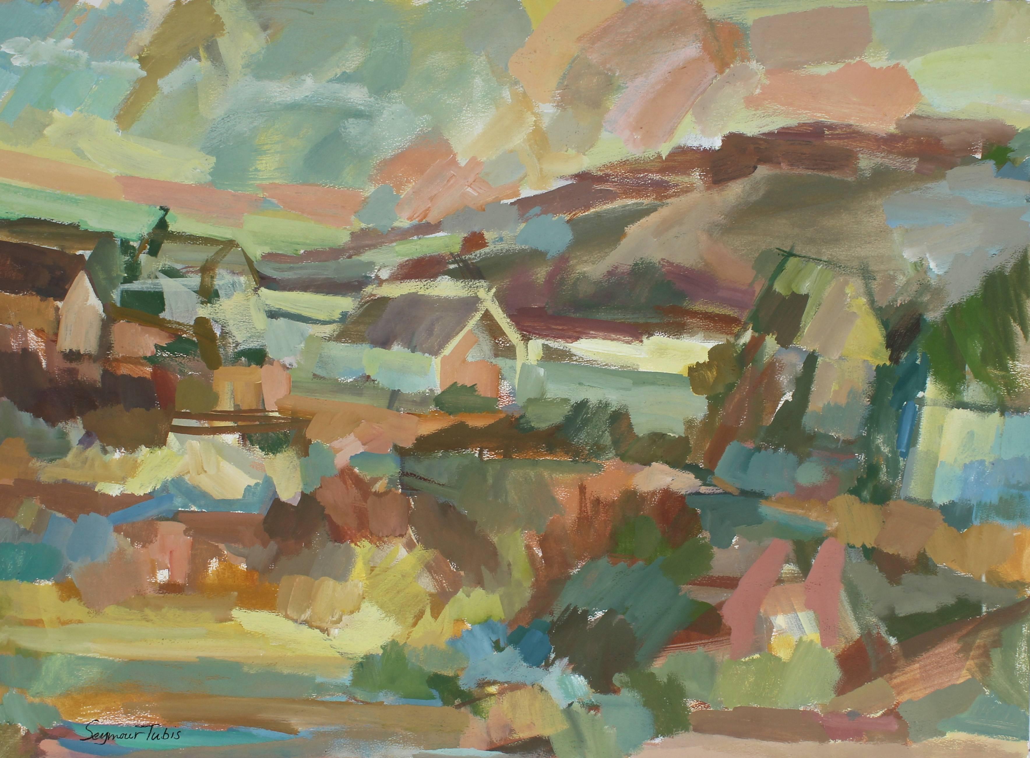Seymour Tubis Landscape Painting - "Monhegan, Maine", Landscape in Acrylic, 1960