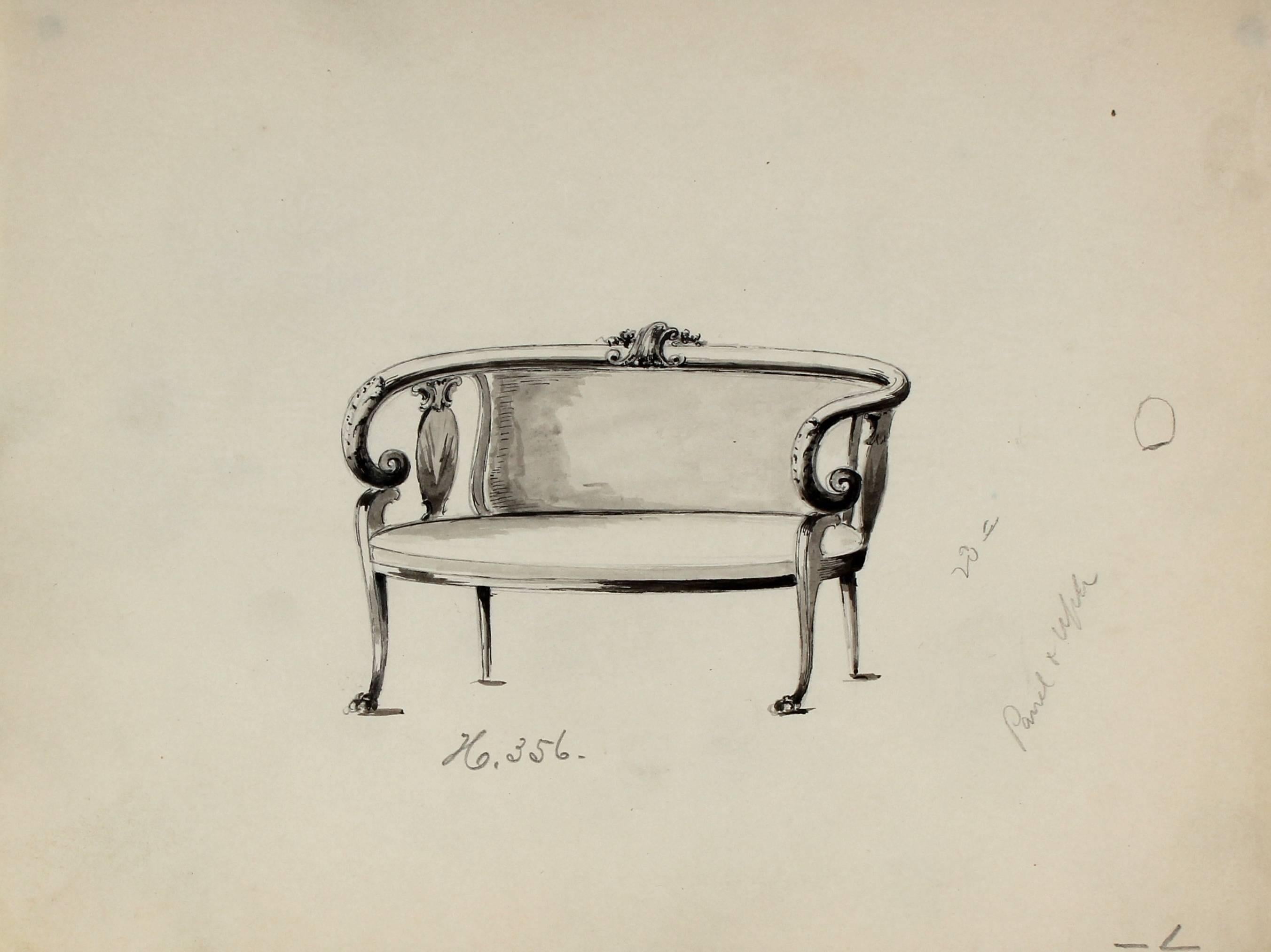 Unknown Still-Life - Furniture Study in Ink, Early 20th Century