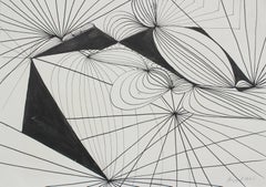 Modernist Geometric Abstract in Ink, 1965