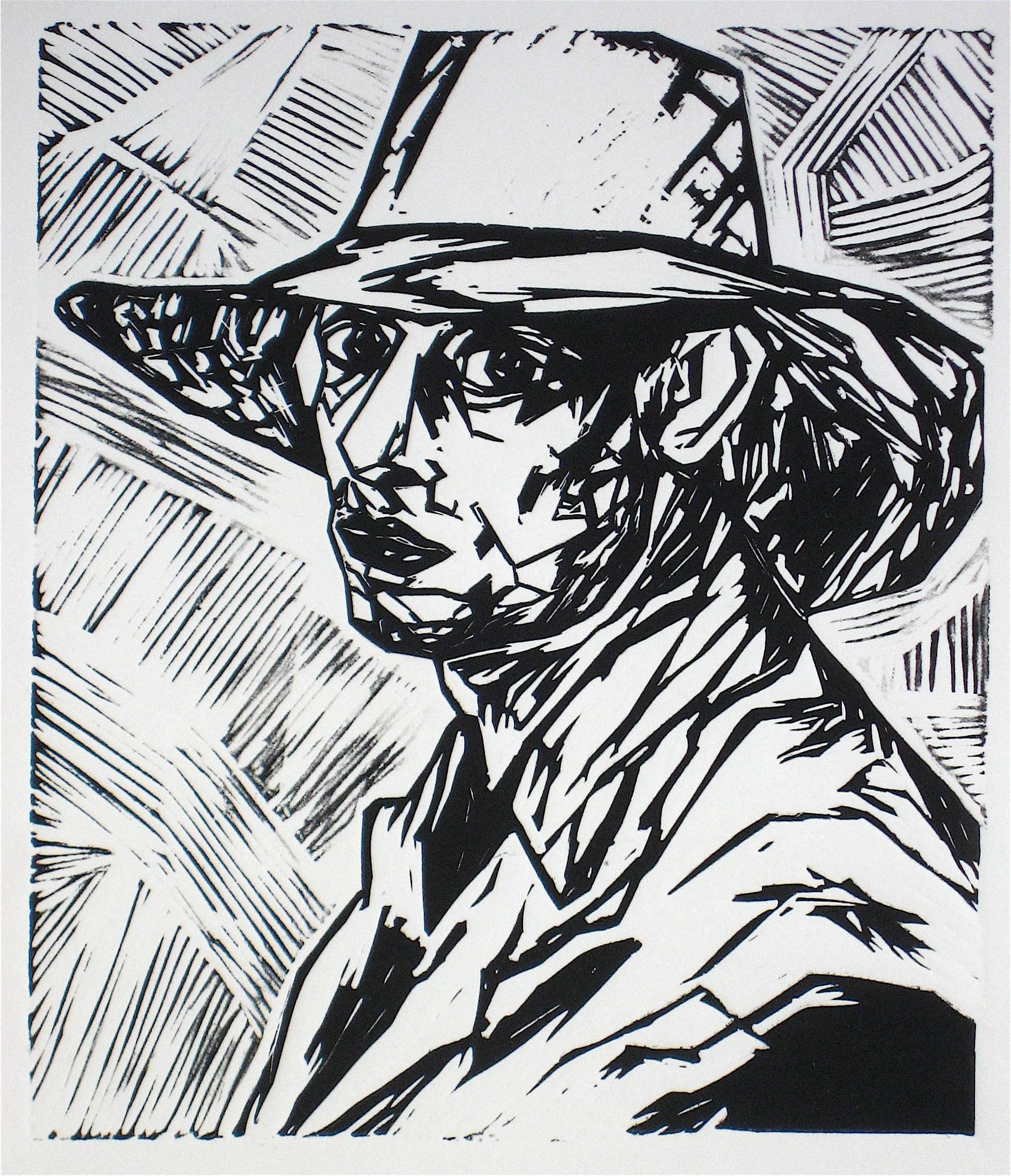 Rob Delamater Portrait Print - "Duncan Grant I" Linoleum Block Print, 2009