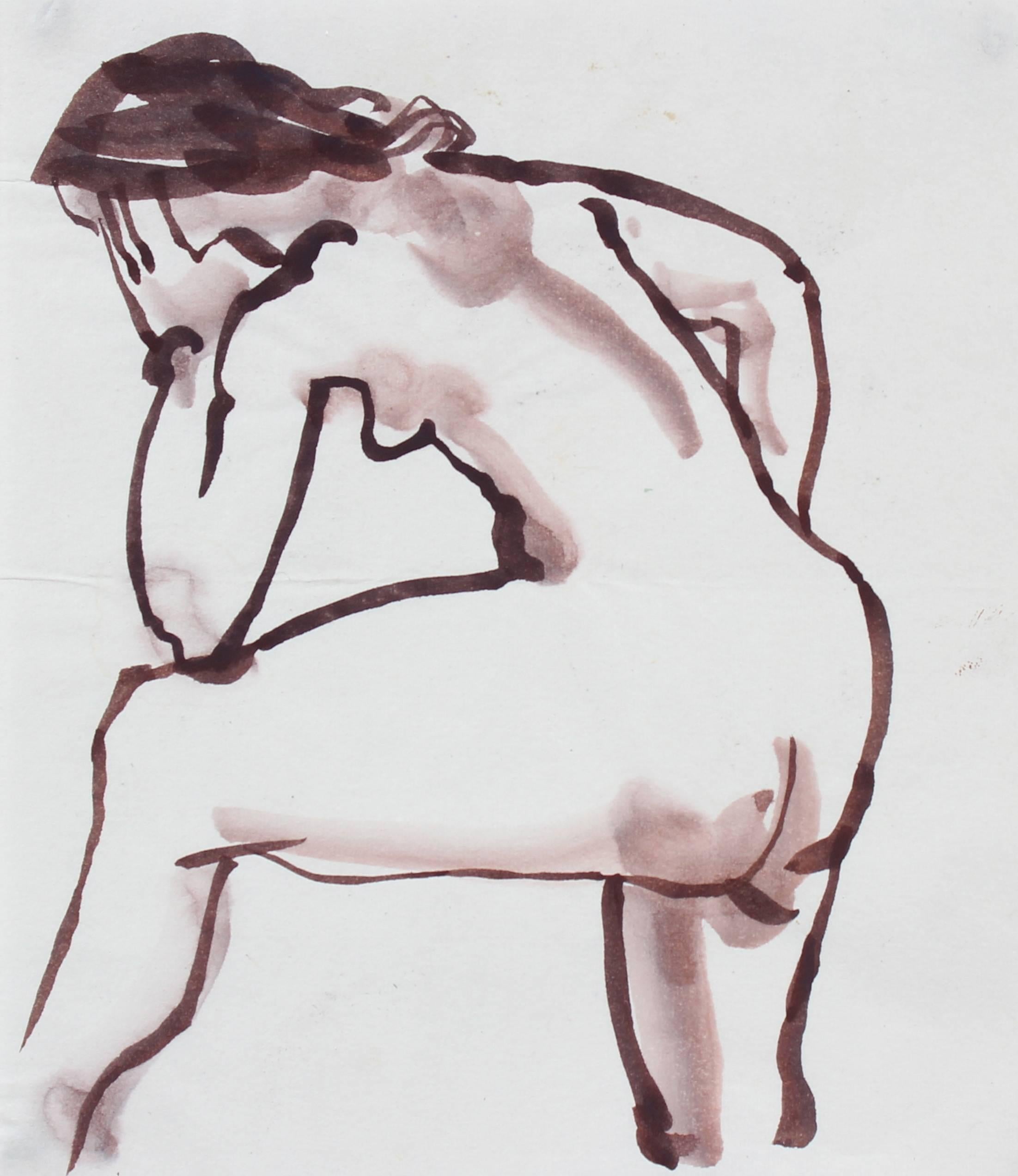 Rip Matteson Nude - Modernist Figure in Ink Wash, 20th Century