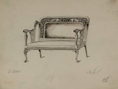 Study of a Settee, Ink and Graphite, Circa 1920s