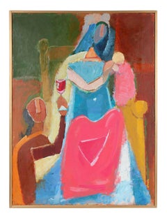 "One Plus" Cubist Portrait of Woman and Child, Mid 20th Century