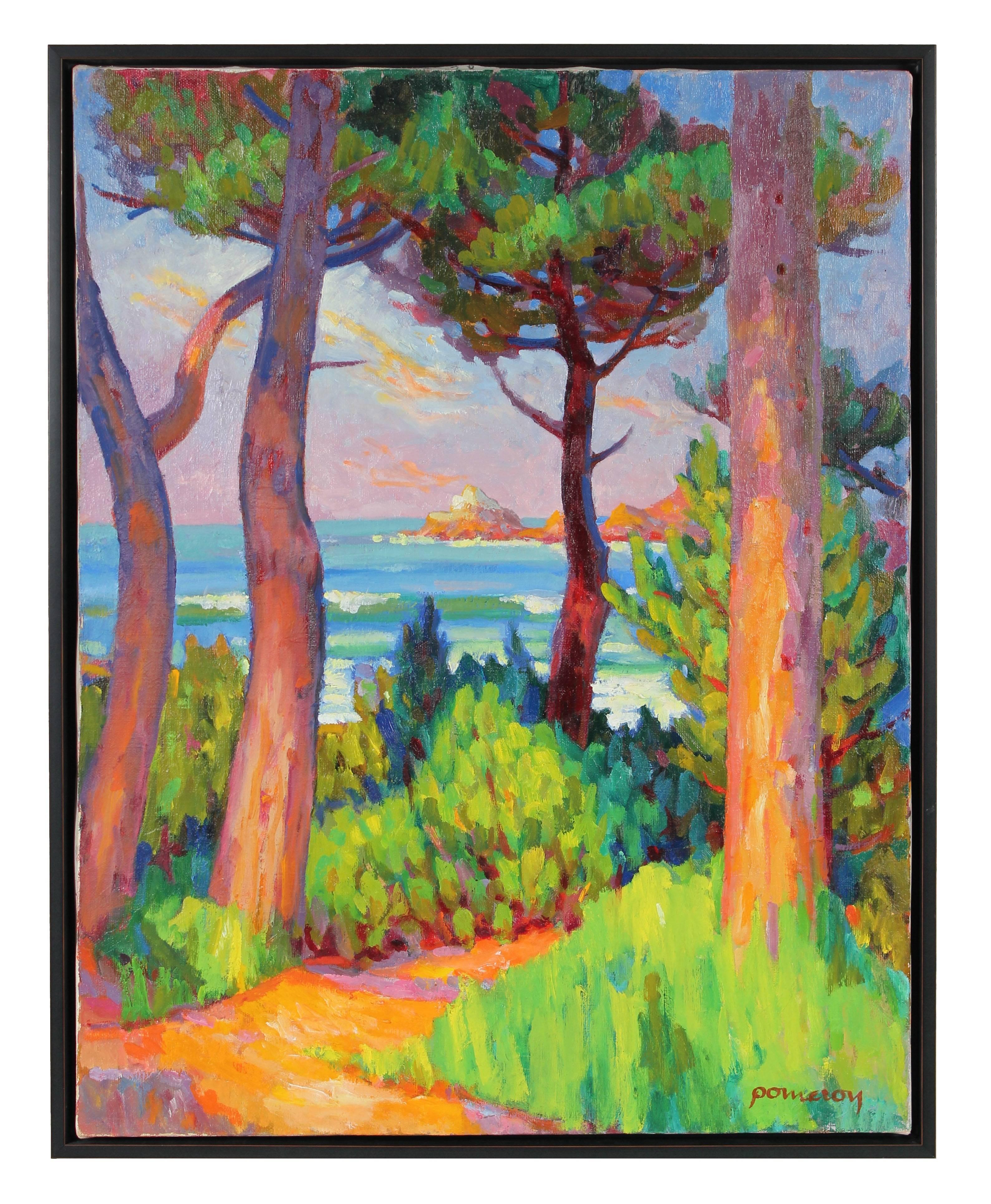 Frederick Pomeroy Landscape Painting - Carmel Cypress Grove by the Sea, Oil on Canvas Landscape
