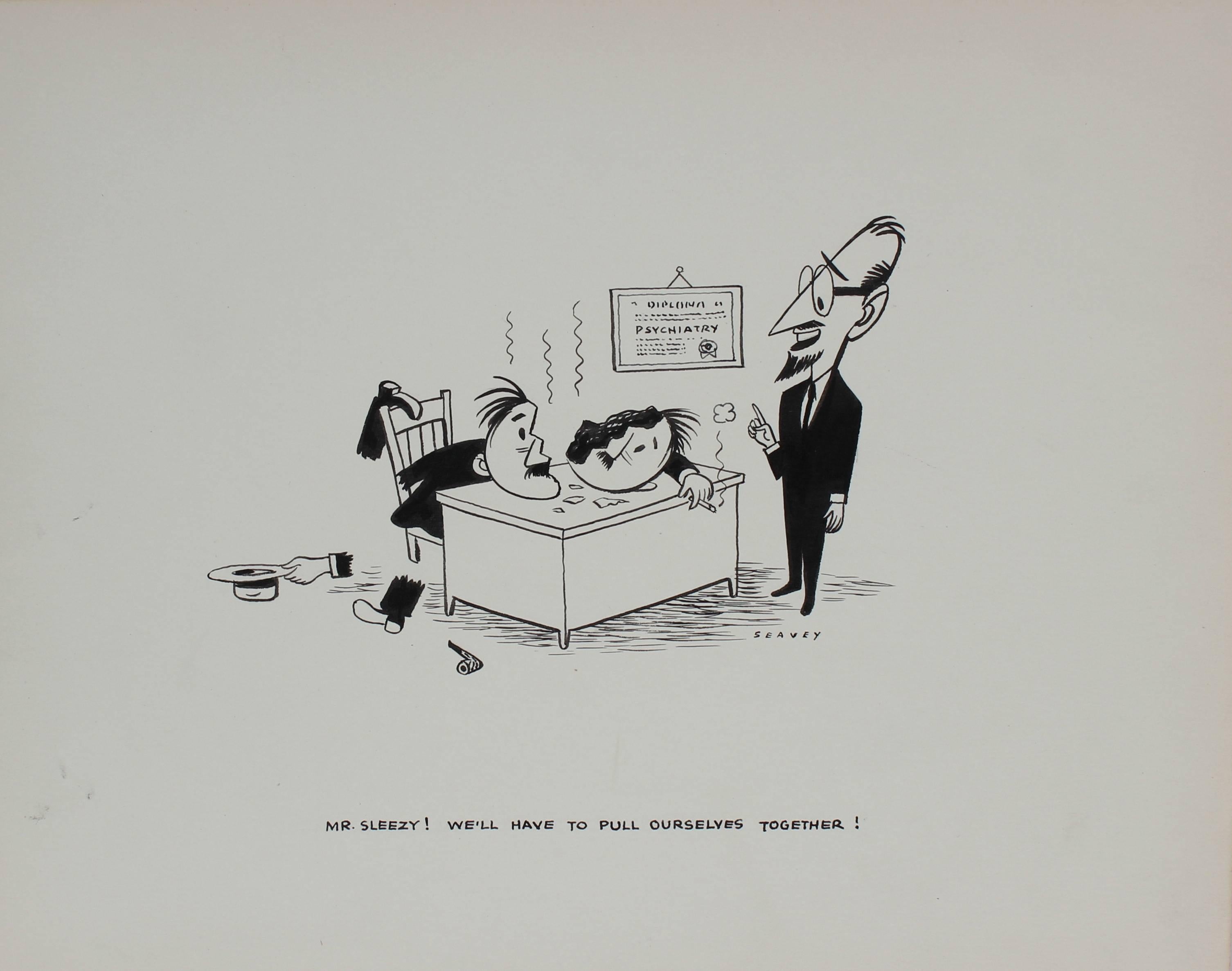 Office Cartoon Illustration, Ink on Paper, 1946 - Art by Clyde F. Seavey Sr.