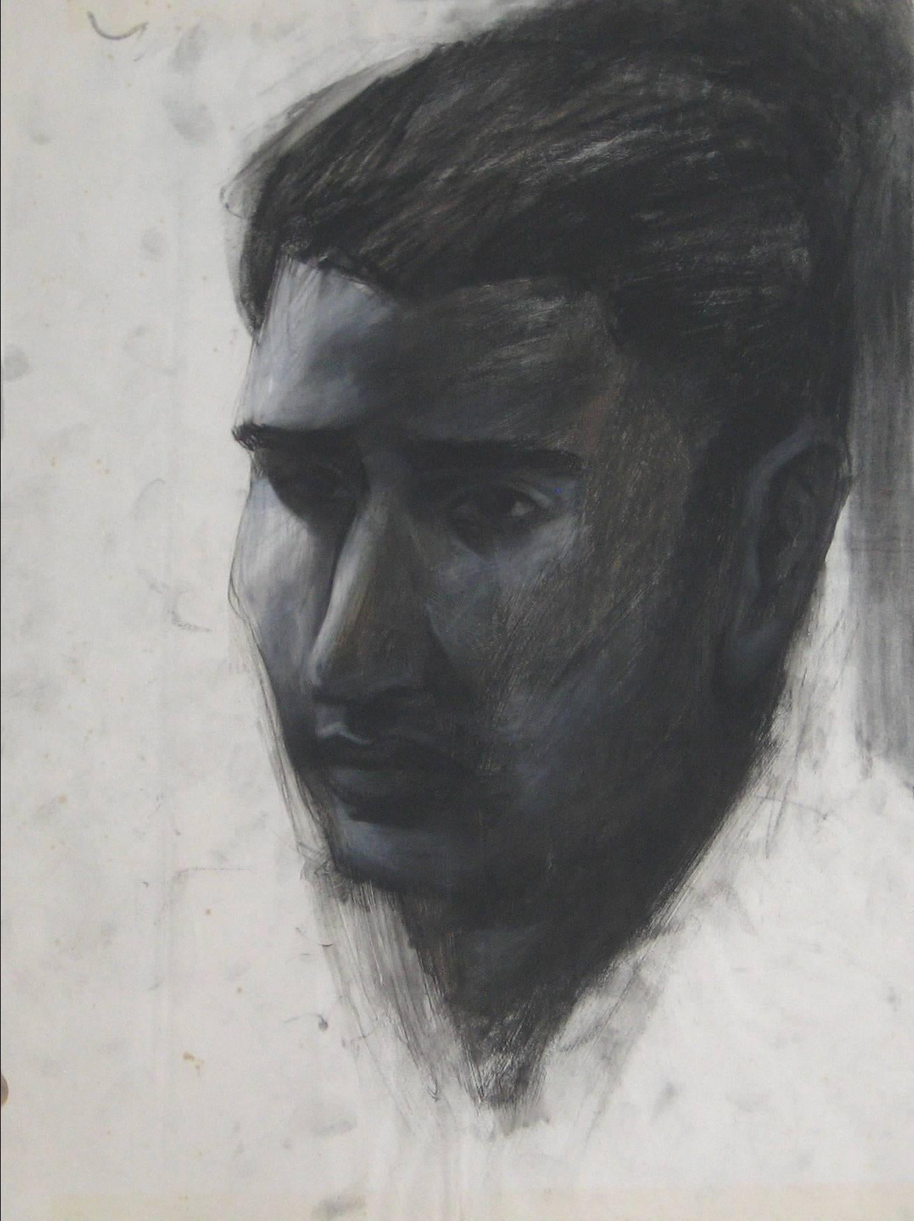 Shaded Portrait of a Man in Charcoal, Circa 1930s