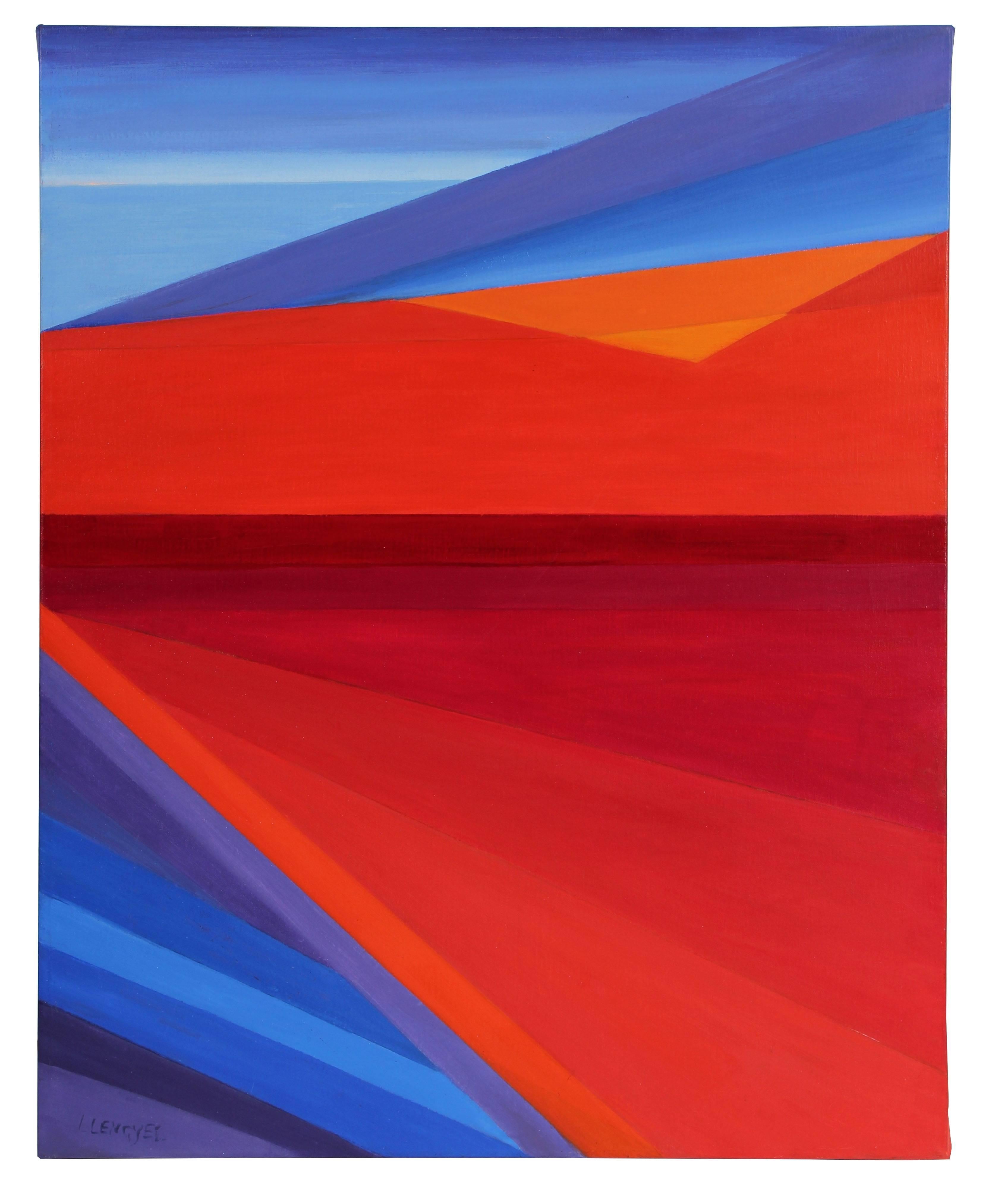 Laura Lengyel Abstract Painting - "Deconstructed Landscape I" Large Geometric Abstract in Oil, 2012