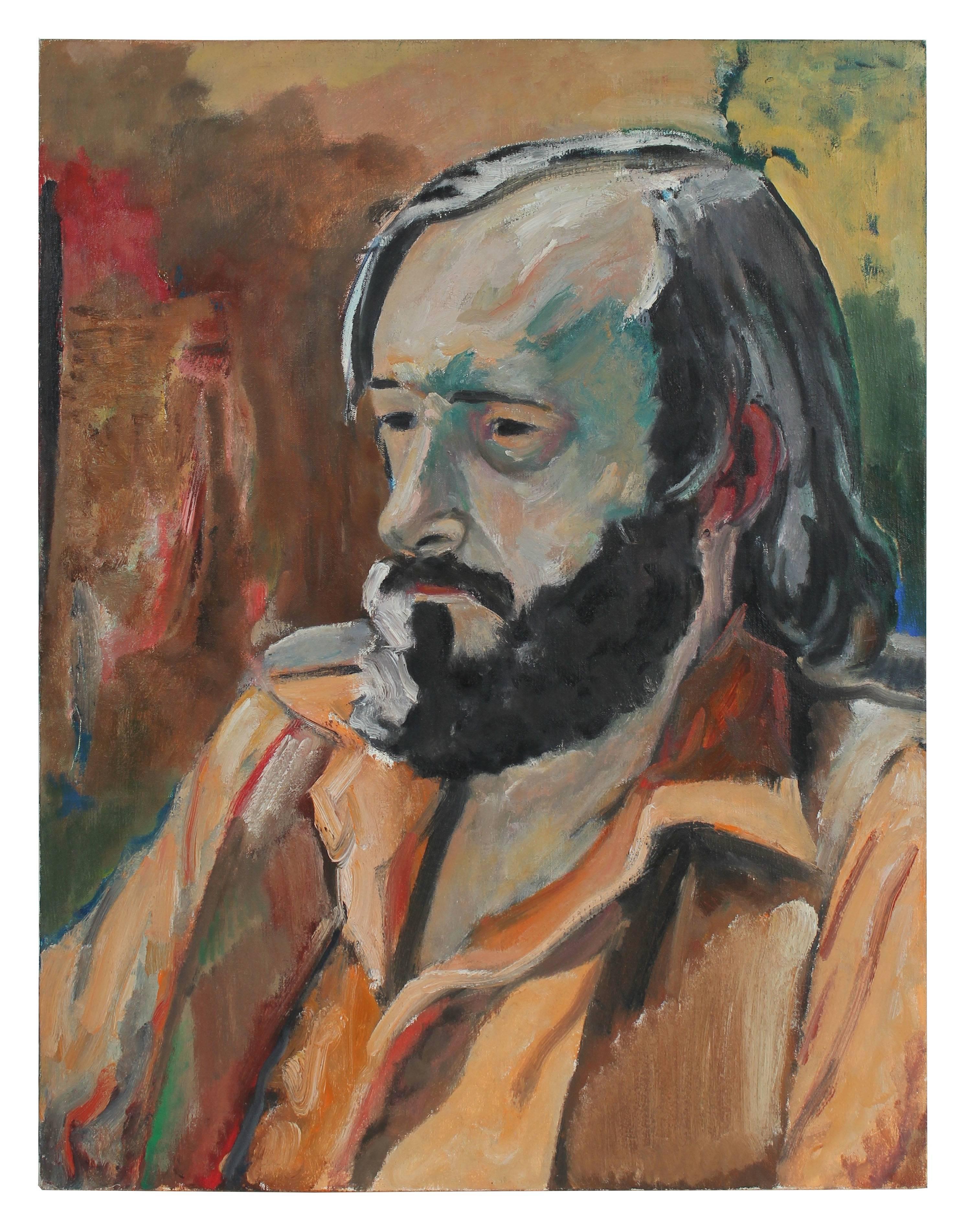 Jack Freeman Portrait Painting - "A.M. Tuggle" Modernist Portrait of a Man in Oil, 1972