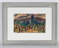 Expressionist Landscape, Mid Century, Watercolor on Paper