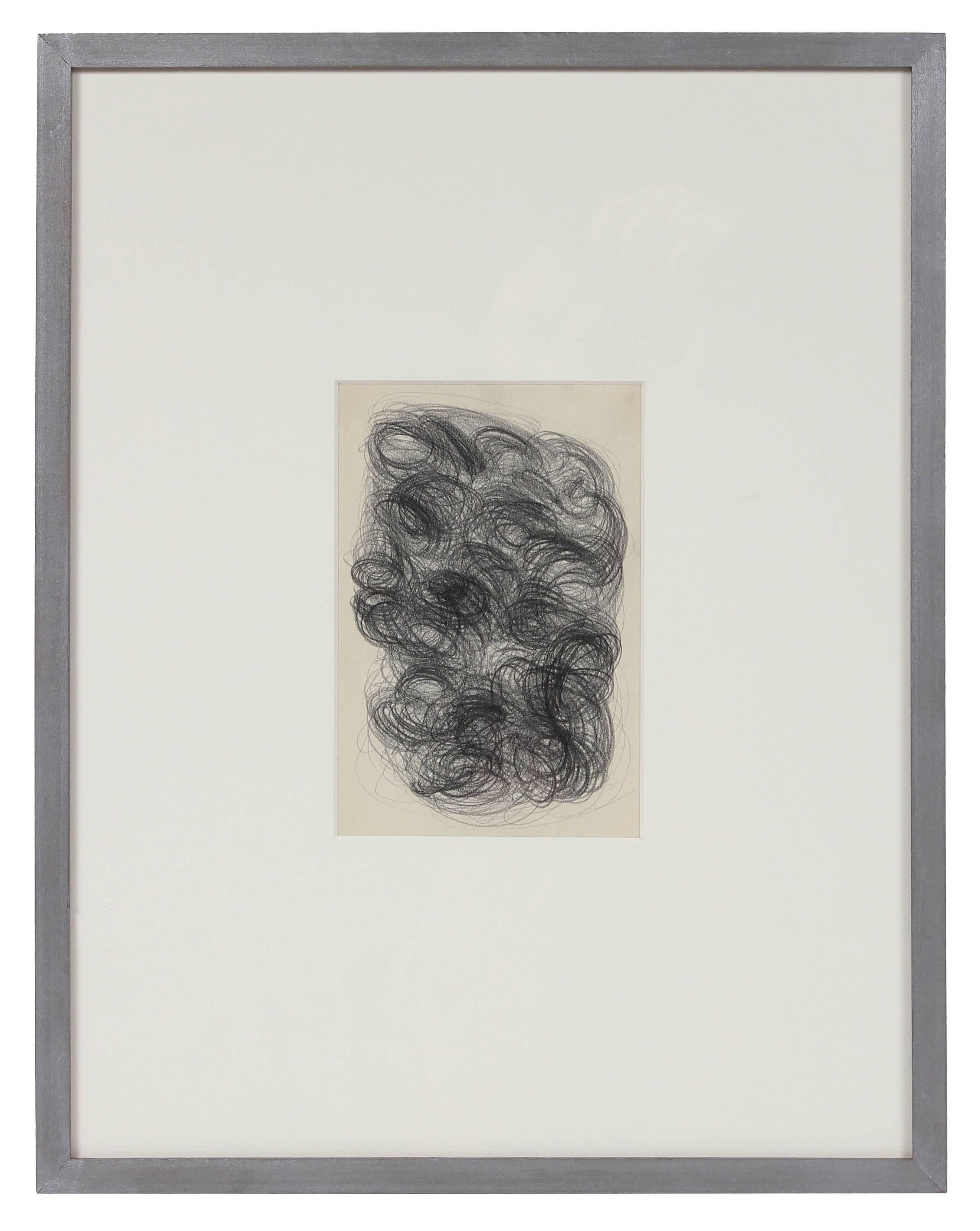Swirled Abstract in Graphite, Framed, Circa Mid 20th Century - Art by Jennings Tofel