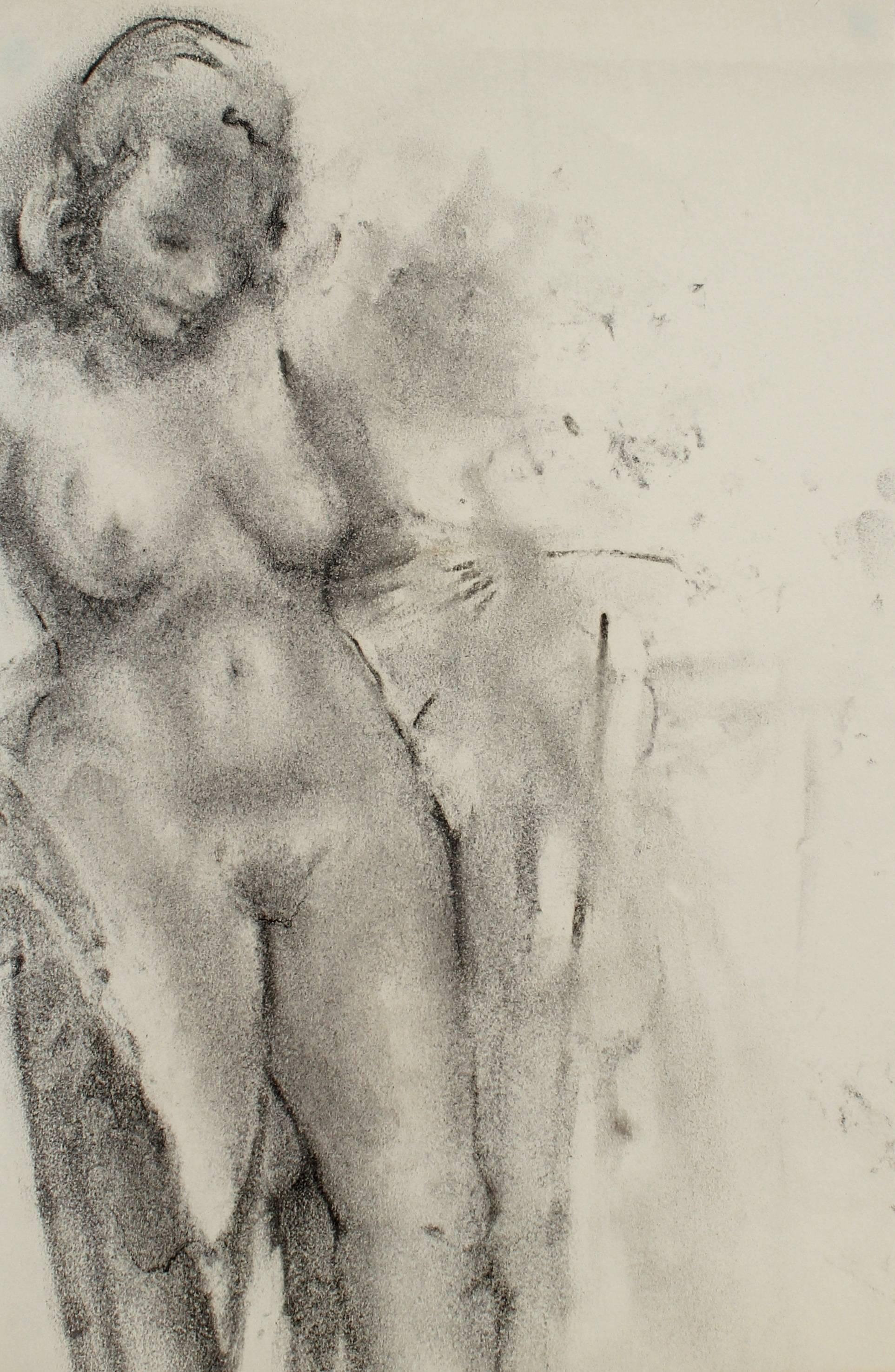 Schuyler Standish Figurative Art - Female Nude in Charcoal, 20th Century