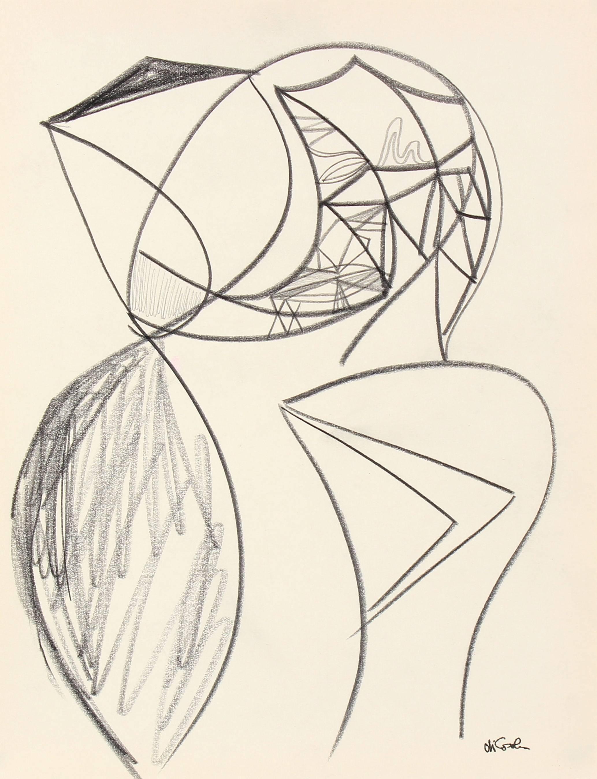 Monochromatic Surrealist Sketch in Graphite, 20th Century - Art by Michael di Cosola
