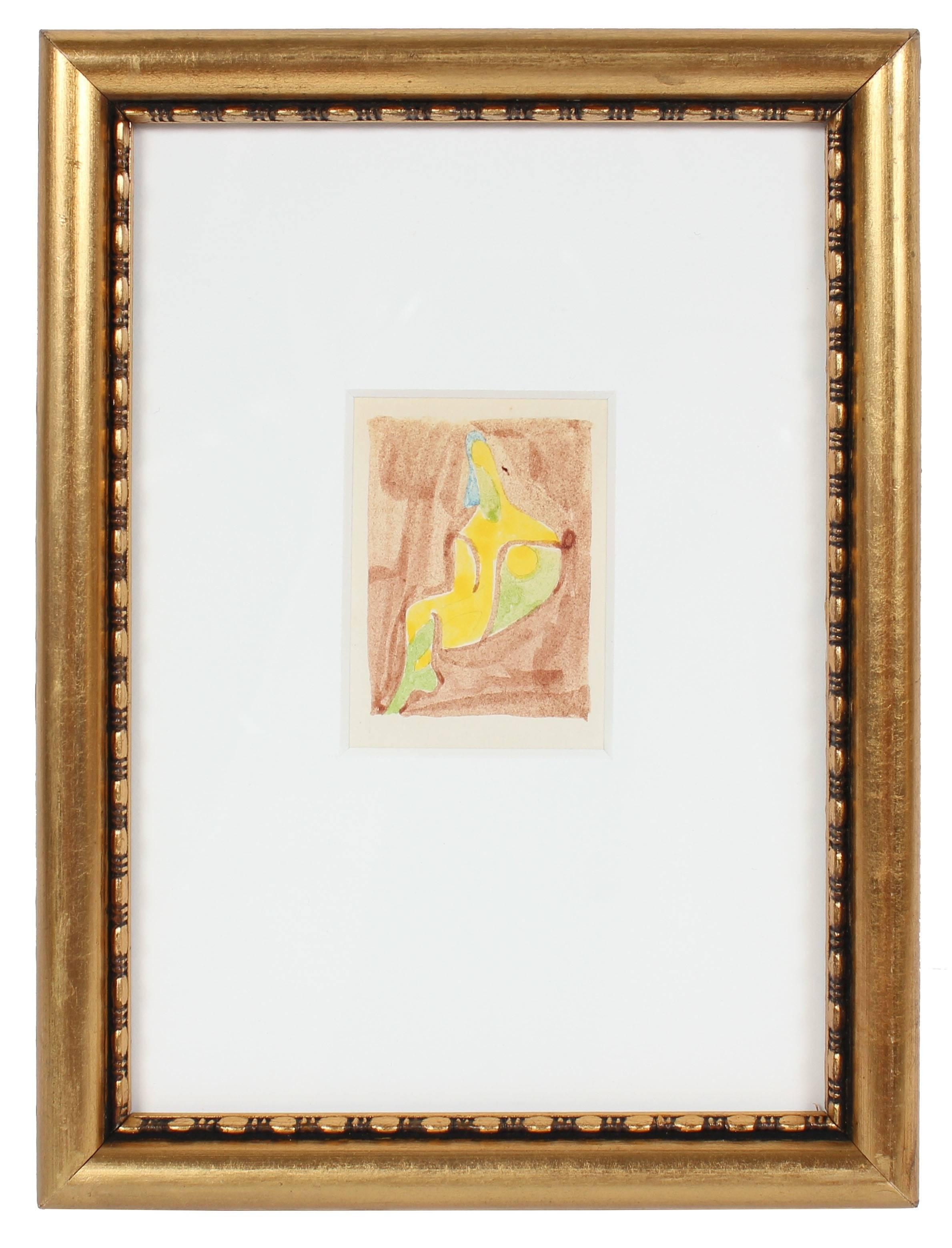 Dellard Cassity Abstract Drawing - Petite Abstracted Figure in Felt Marker, Framed, Circa 1970s