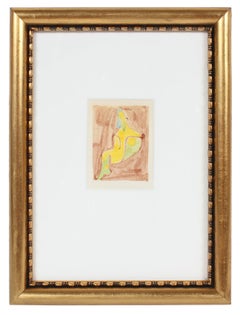 Petite Abstracted Figure in Felt Marker, Framed, Circa 1970s