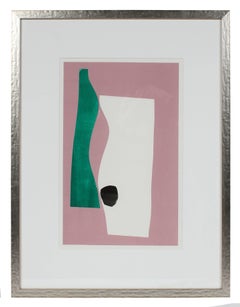Minimal Abstract Monotype in Pink, 20th Century