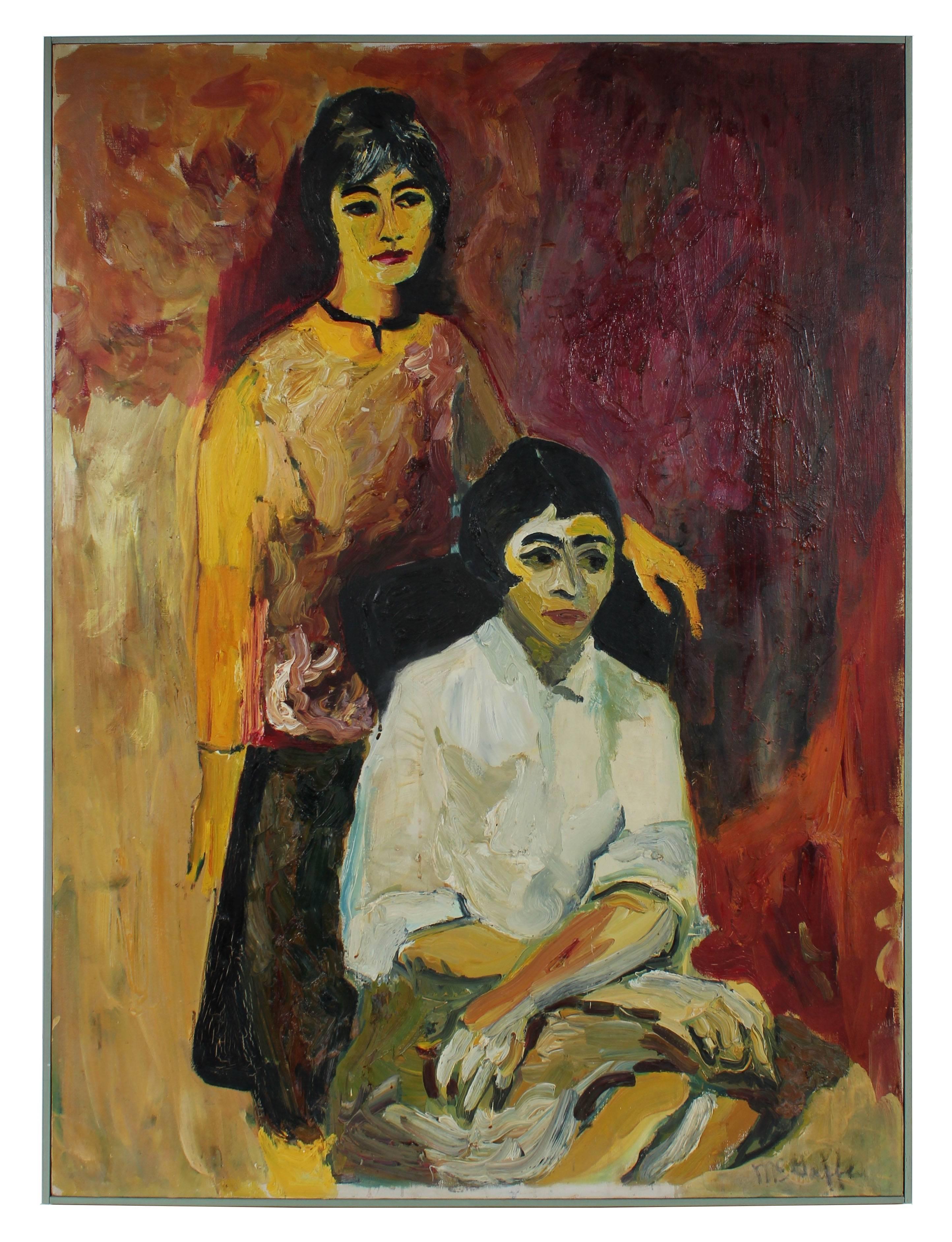 Alysanne McGaffey Portrait Painting - "Clara & Theodora" Bay Area Figurative Portrait Oil Painting, 1963
