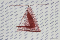 Abstract Triangle Lithograph in Red and Blue, 1999