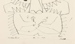 Surrealistische figurative Tuschezeichnung, 1960er-Jahre