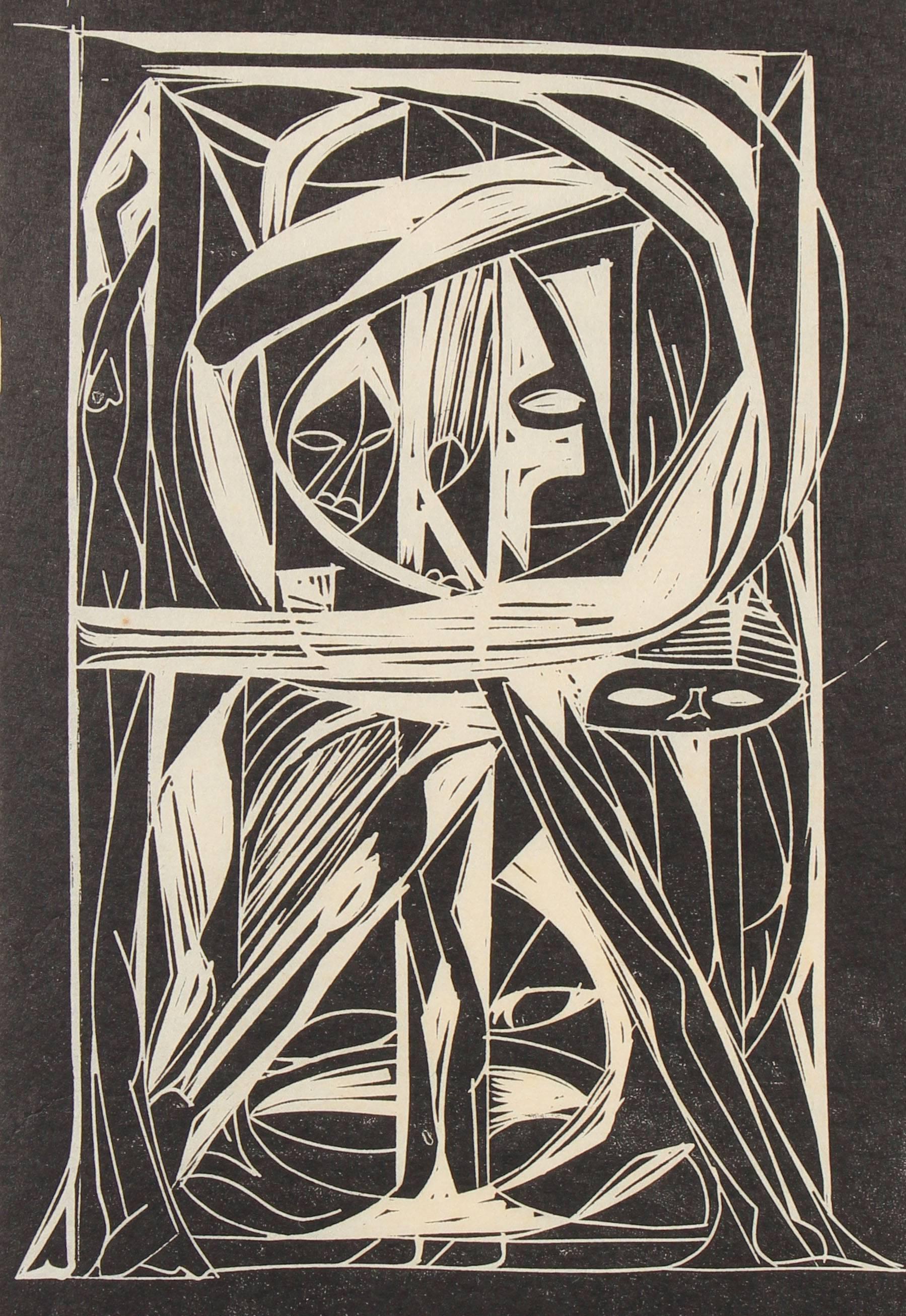 abstract lino print