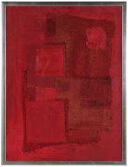 "Red Assemblage" Textile Collage on Acrylic 9
