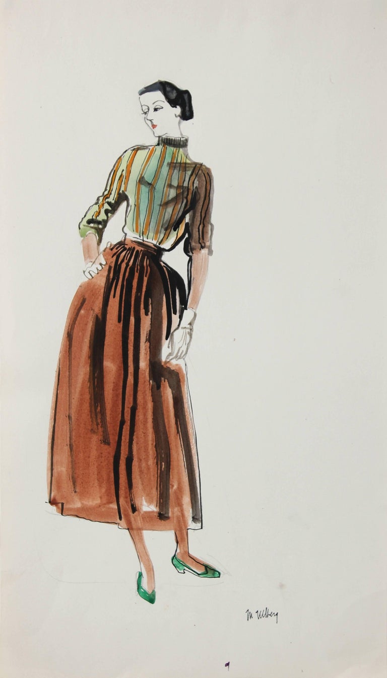 Marjorie Ullberg - Mid Century Fashion Illustration in Gouache, Circa ...