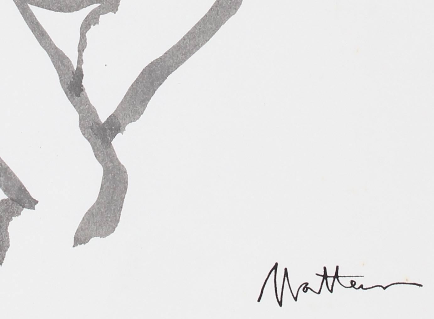 Minimalist Figure in Black Ink, 20th Century - Art by Rip Matteson