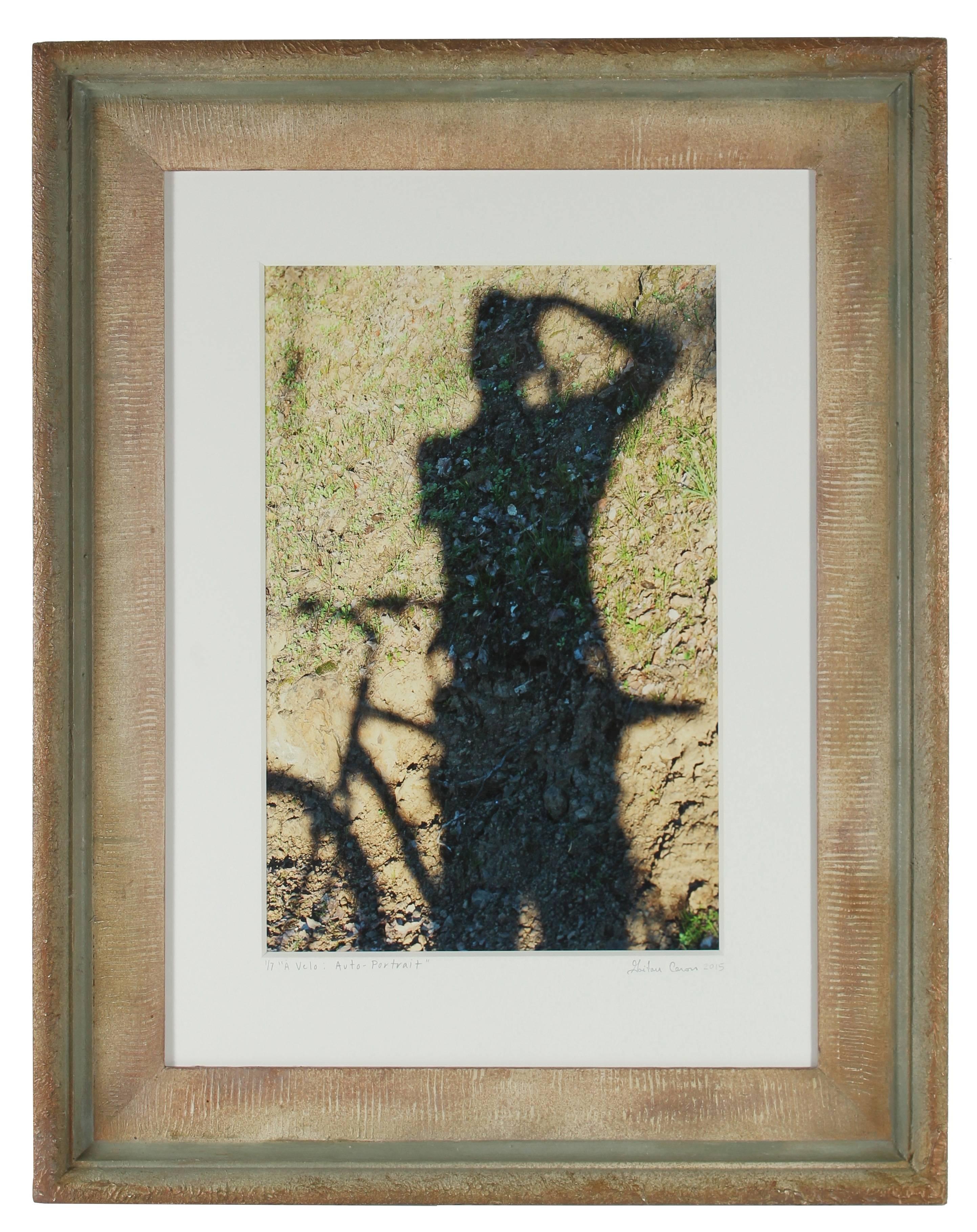 Gaétan Caron Portrait Photograph - "À Vélo - Auto Portrait (Self-Portrait with Bicycle)" Color Photograph, 2015