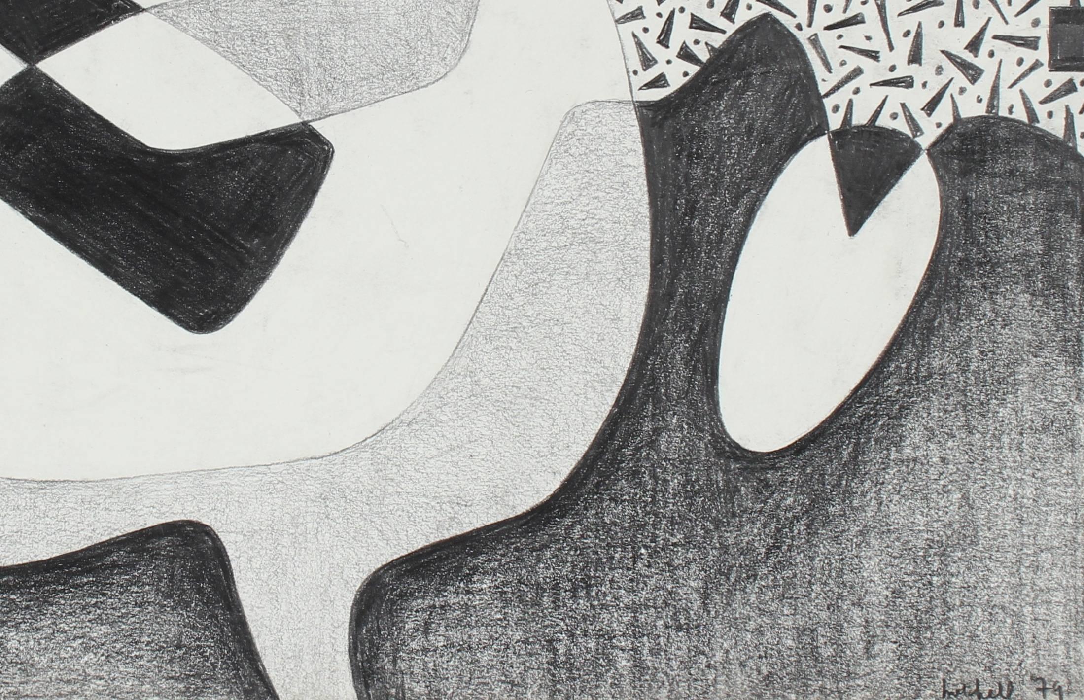 Geometric Abstract in Graphite - Art by Jane Mitchell