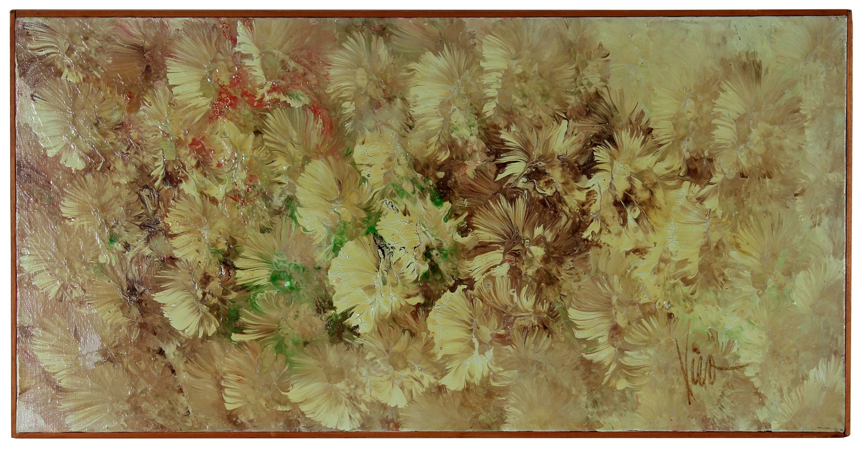 Wiveca Rubinow Landscape Painting - "September Gardens", Floral Abstract in Oil, 1960s