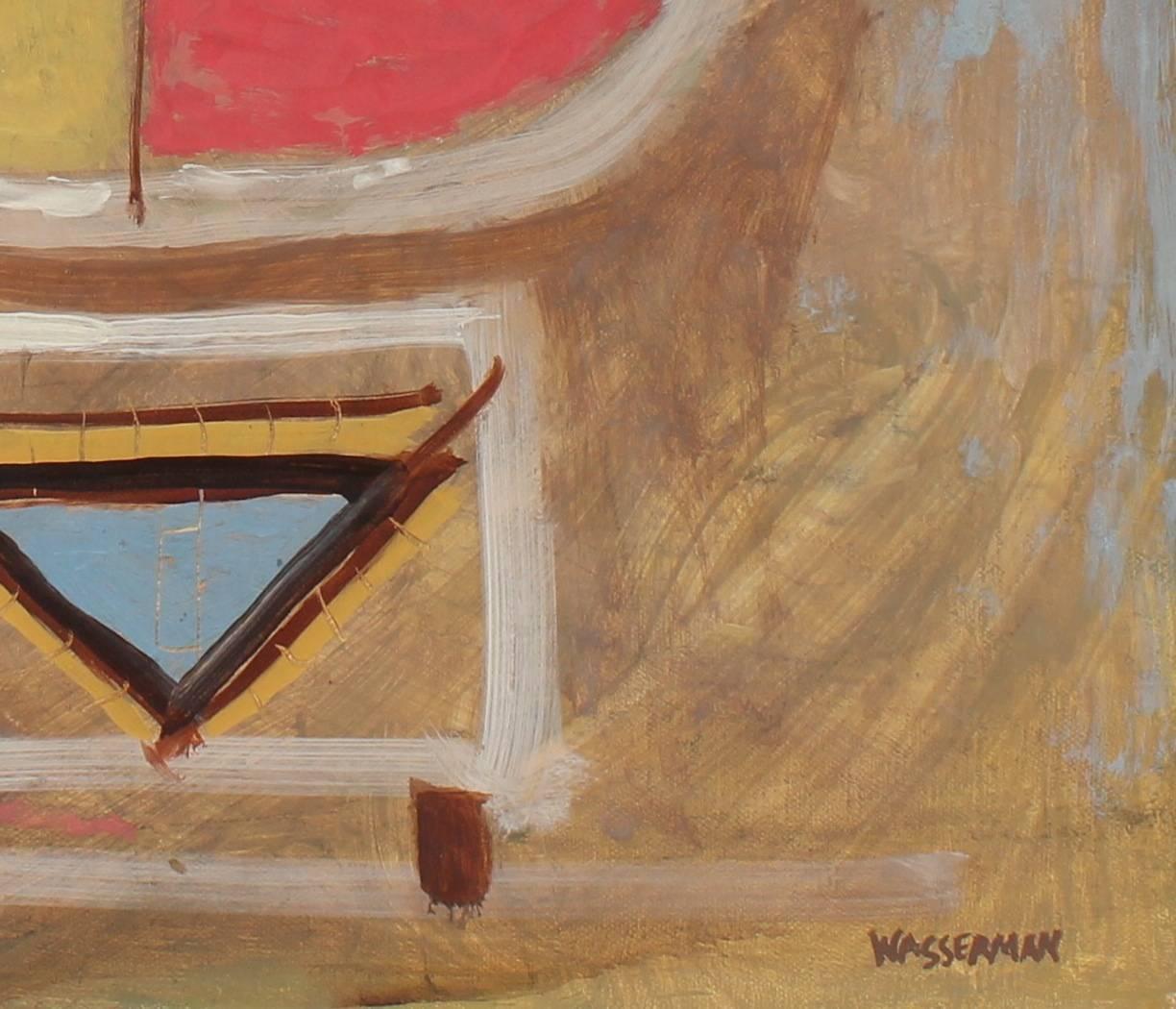 Modernist Totemic Abstract in Oil, Mid 20th Century - Painting by Gerald Wasserman