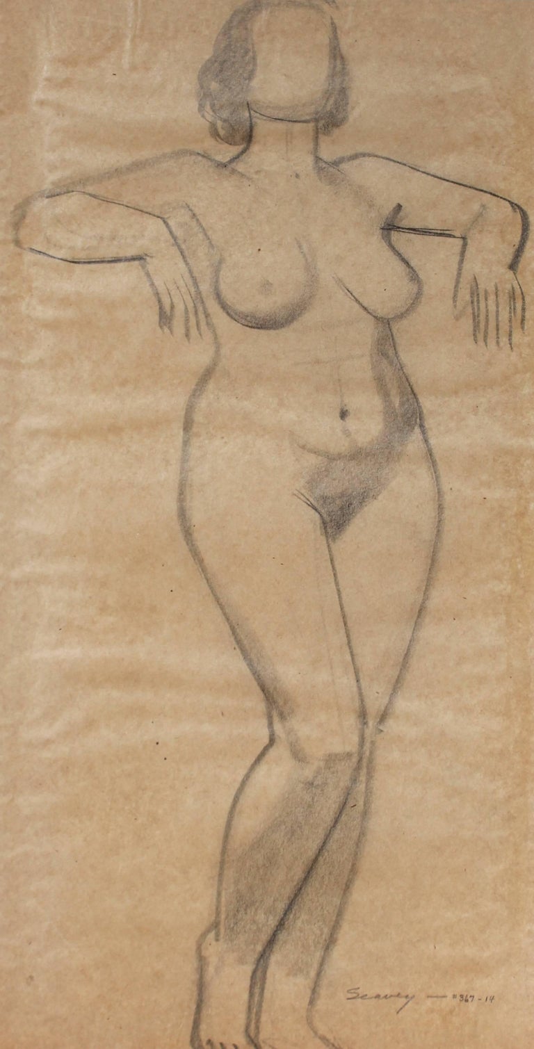 Clyde F. Seavey Sr. Figurative Art - Standing Figure in Graphite, Circa 1930s