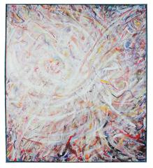 Large Abstract Expressionist Oil with White, Mid Century
