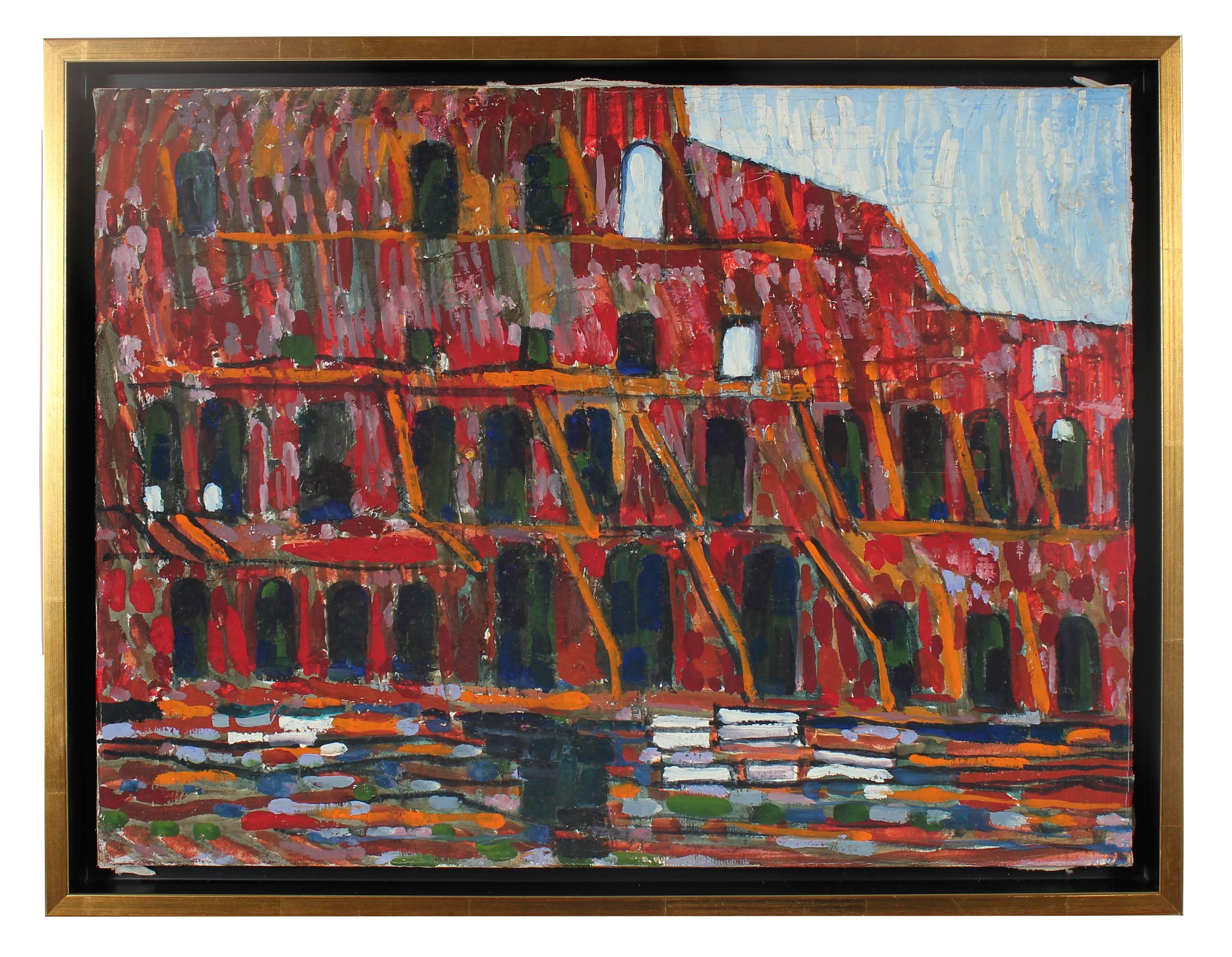 Rip Matteson Landscape Painting - "The Colosseum, Rome" Italian Oil on Canvas, 1971