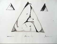 Modernist Triangle Abstract in Ink, Circa 1960s