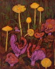 "Bolbitius Vitellinus and Lepista" Mushroom Still Life Oil Painting