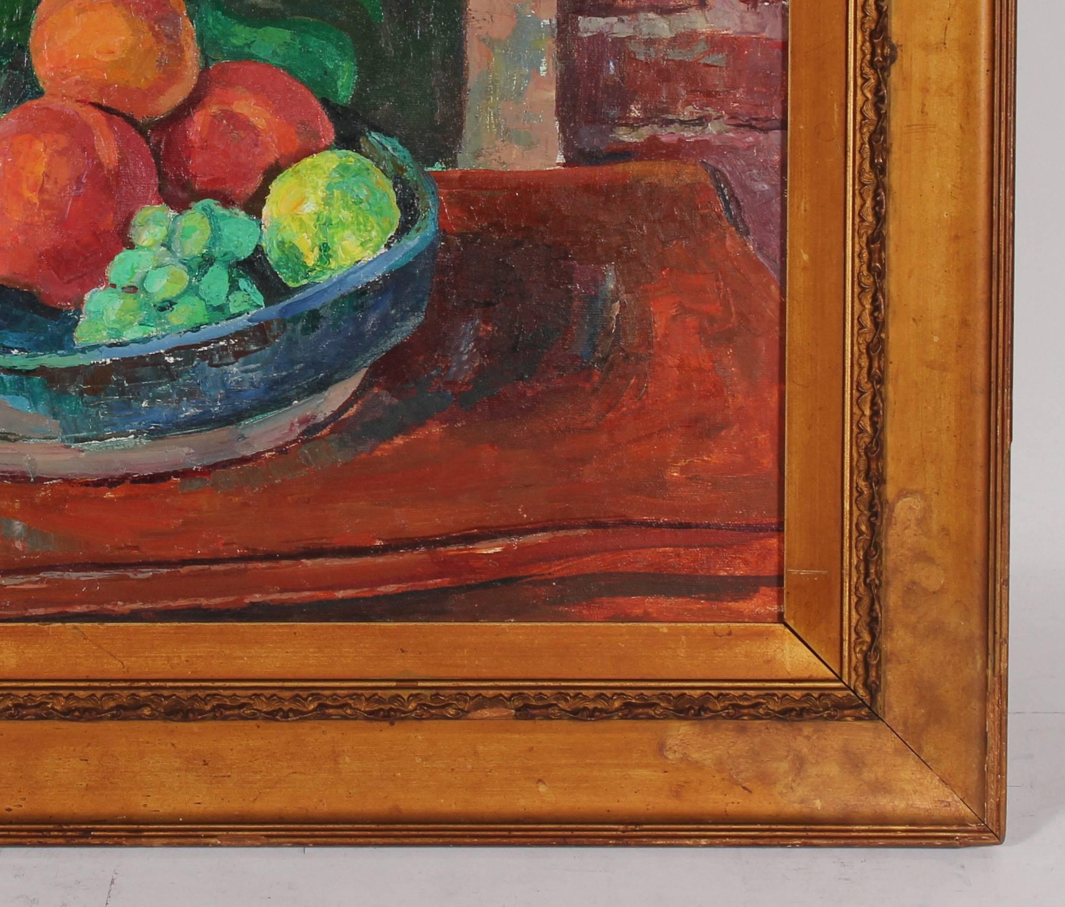 Still Life with Fruit, Oil on Canvas, 20th Century - Painting by Gerald Wasserman