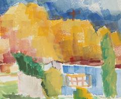 Expressionist Desert Landscape, Watercolor, Mid 20th Century