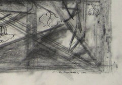 Monochromatic Modernist Abstract in Graphite, 1967