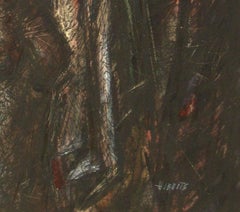 "Figure Holding Drapery" Modernist Interior with Nude, 1952