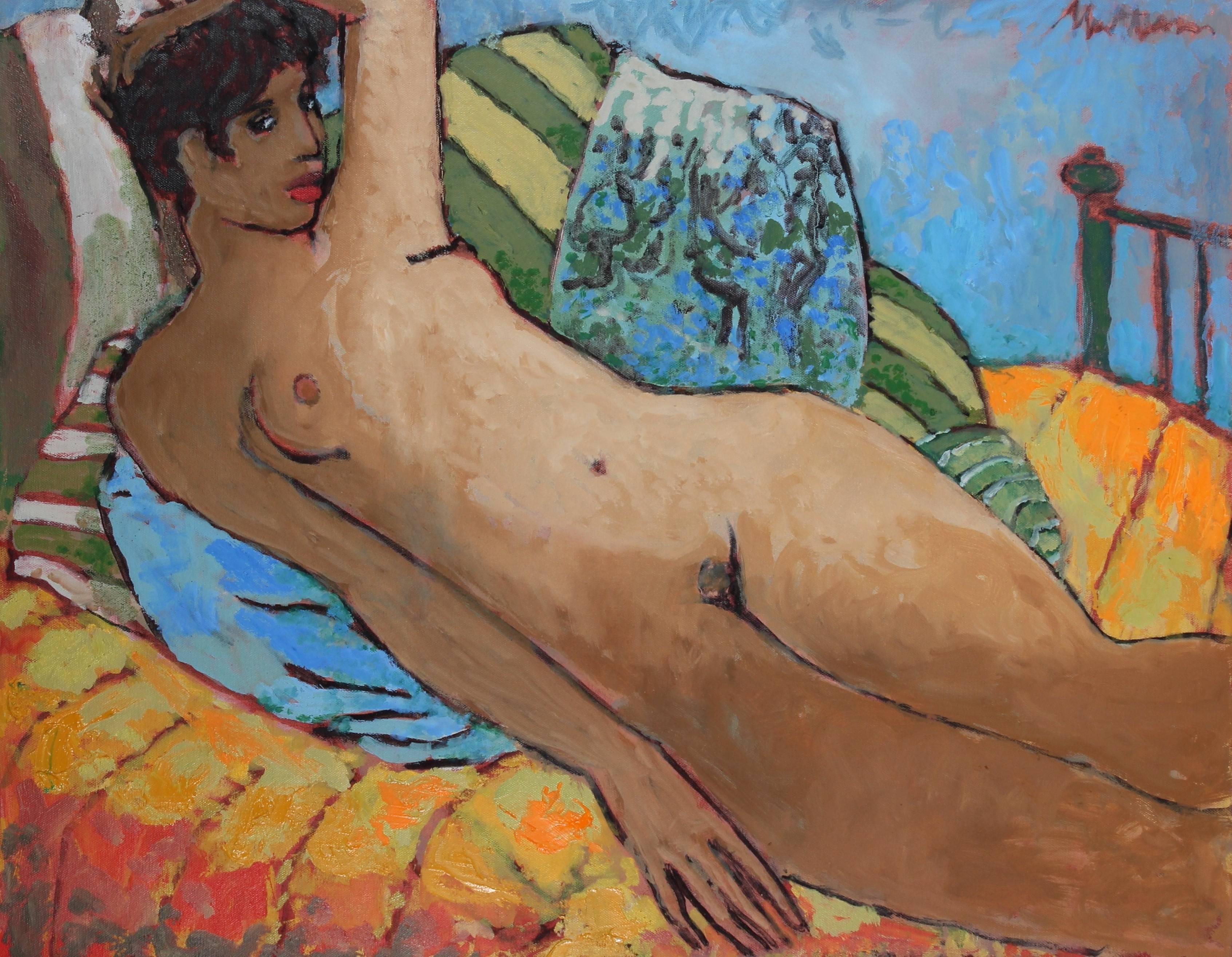 Reclining Figure - American Modern Painting by Rip Matteson