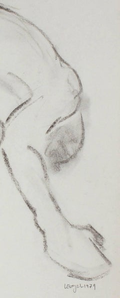 Crouching Monochromatic Figure in Charcoal, 1979