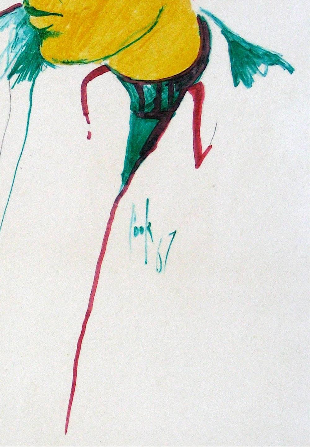 Portrait of a Man, Marker on Paper, 1967 - Modern Art by Unknown