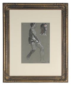 Parisian Male Figure Study in Charcoal and Pastel, 1906