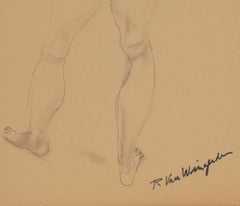 Expressionist Nude in Ink, Circa 1950s