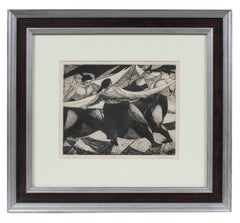 "The Sheet", Monochromatic Figurative Etching, Mid 20th Century