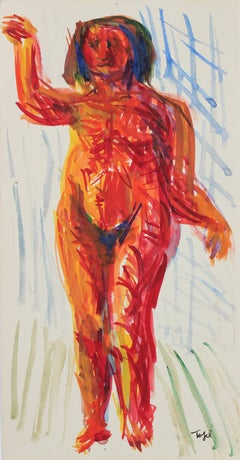 Expressionist Nude in Watercolor, Early 20th Century