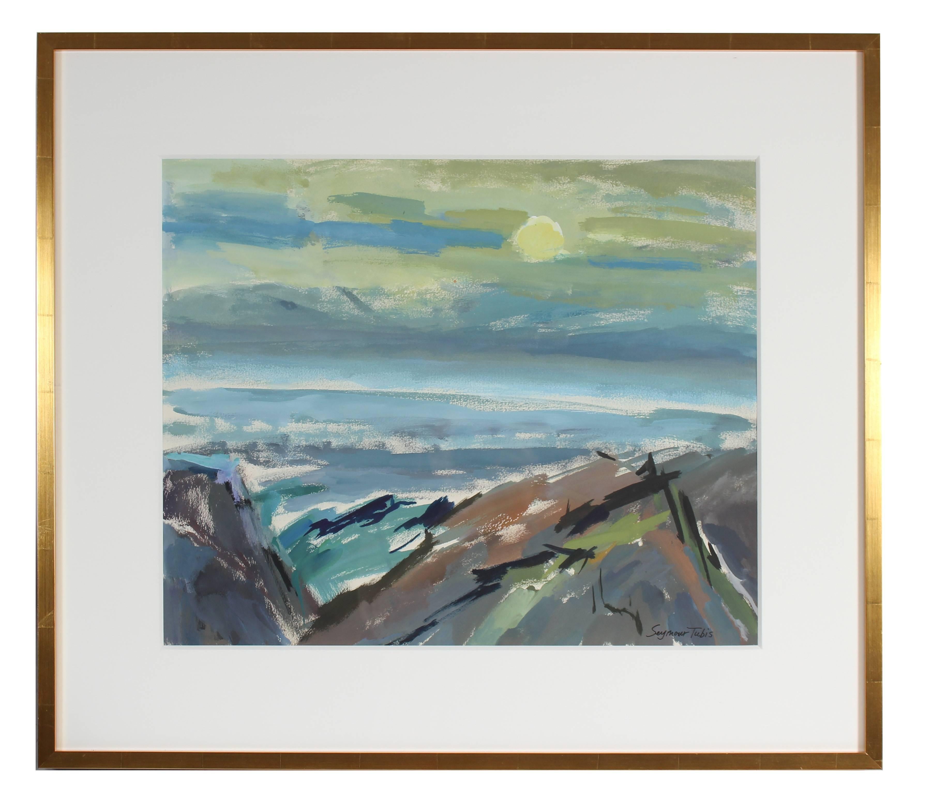 Seymour Tubis Landscape Painting - "Monhegan Morning" Landscape in Acrylic Paint, Circa 1960s