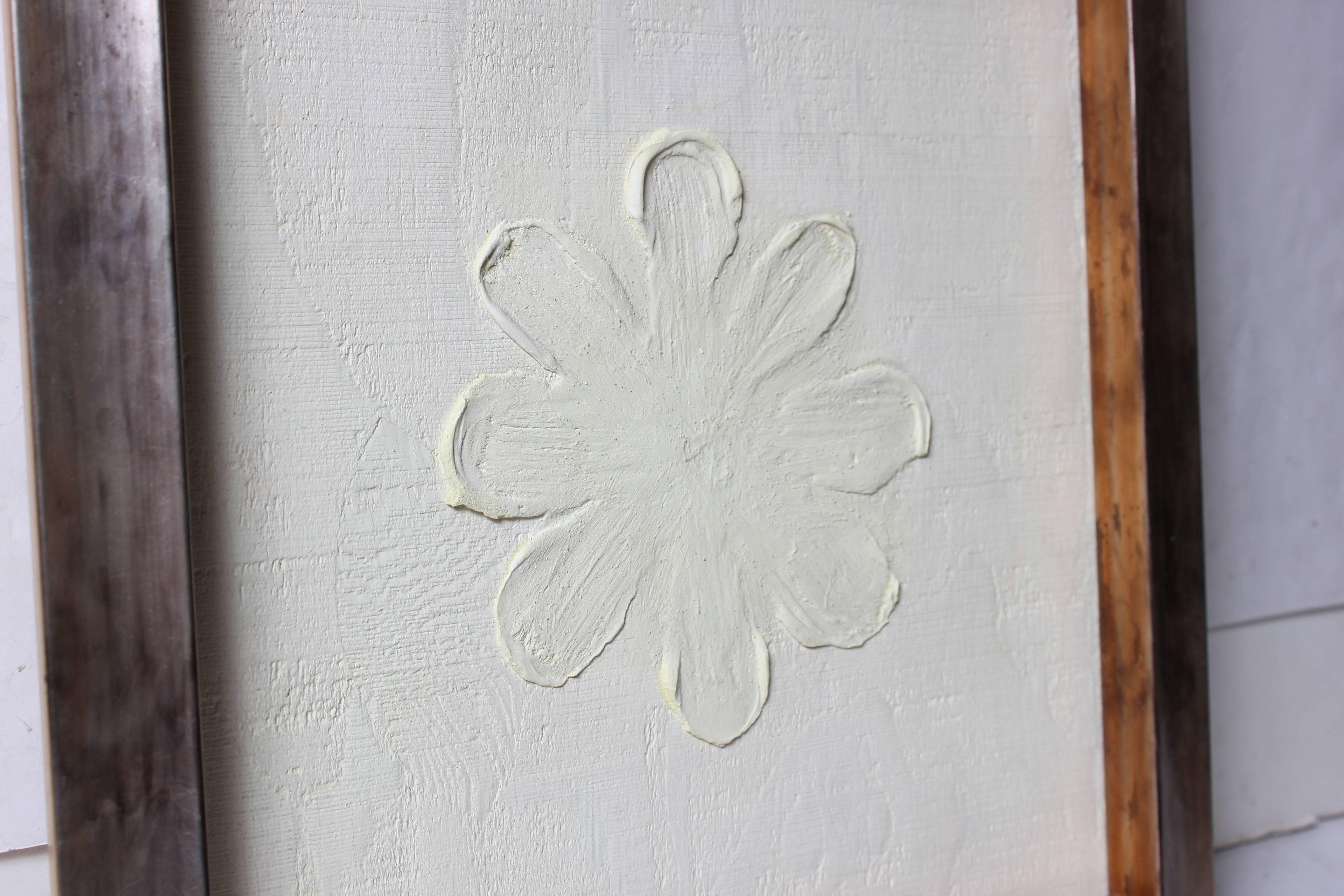 Mixed Media Daisy in Cement and Paint 1