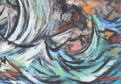 "Turbulent Coast" Oregon, Oil on Paper Landscape, 1959
