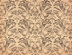Abstract Design Motif in Ink, Mid 20th Century